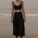 Camille Skirt - Noir Silk & Hemp - Heidi Merrick