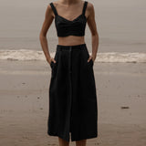 Calvi Top - Noir Silk & Hemp - Heidi Merrick