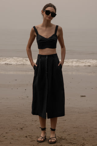 Camille Skirt - Noir Silk & Hemp