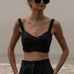 Calvi Top - Noir Silk & Hemp - Heidi Merrick
