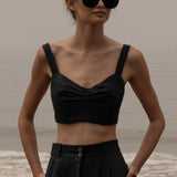 Calvi Top - Noir Silk & Hemp - Heidi Merrick