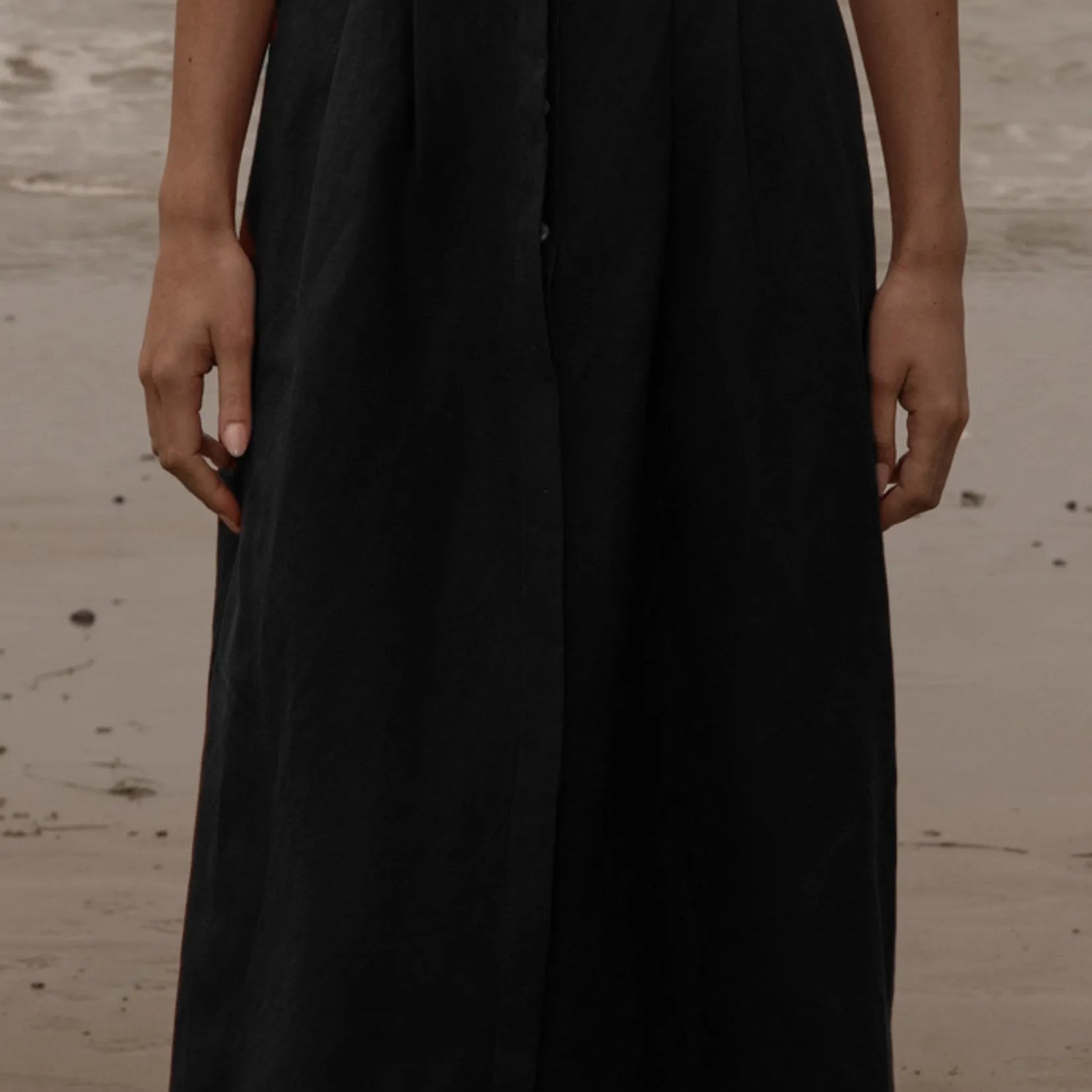 Camille Skirt - Noir Silk & Hemp - Heidi Merrick