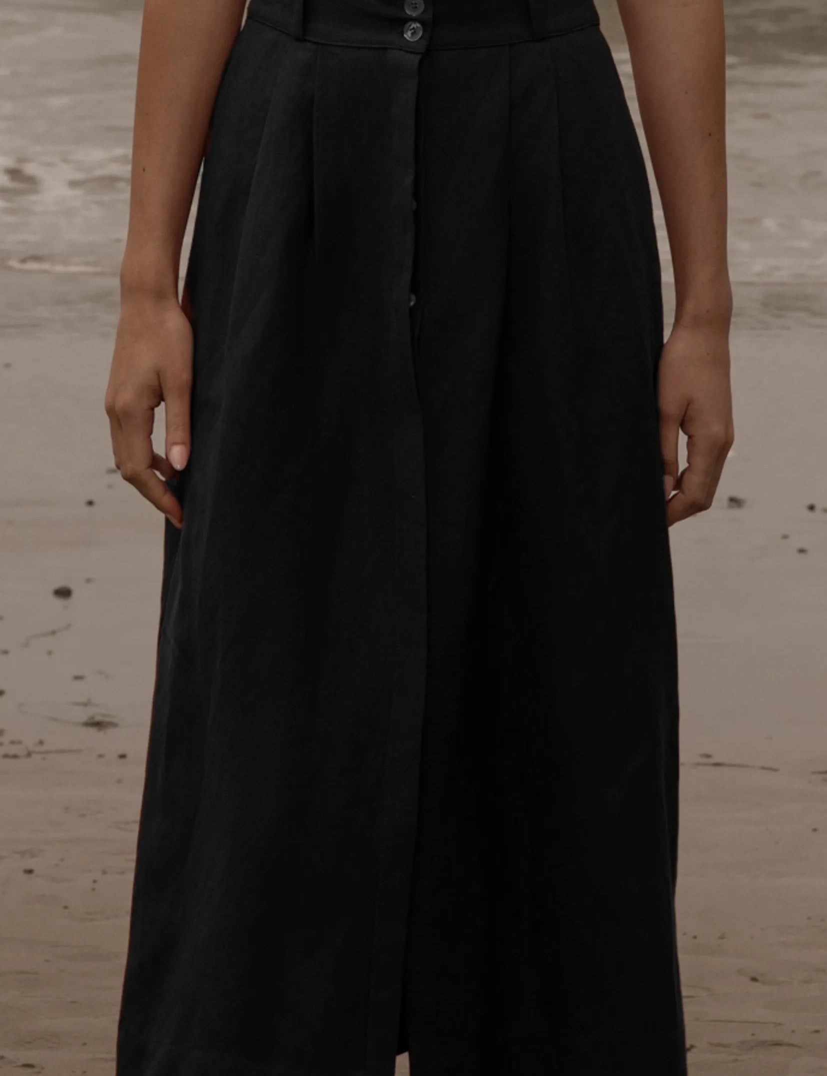 Camille Skirt - Noir Silk & Hemp - Heidi Merrick