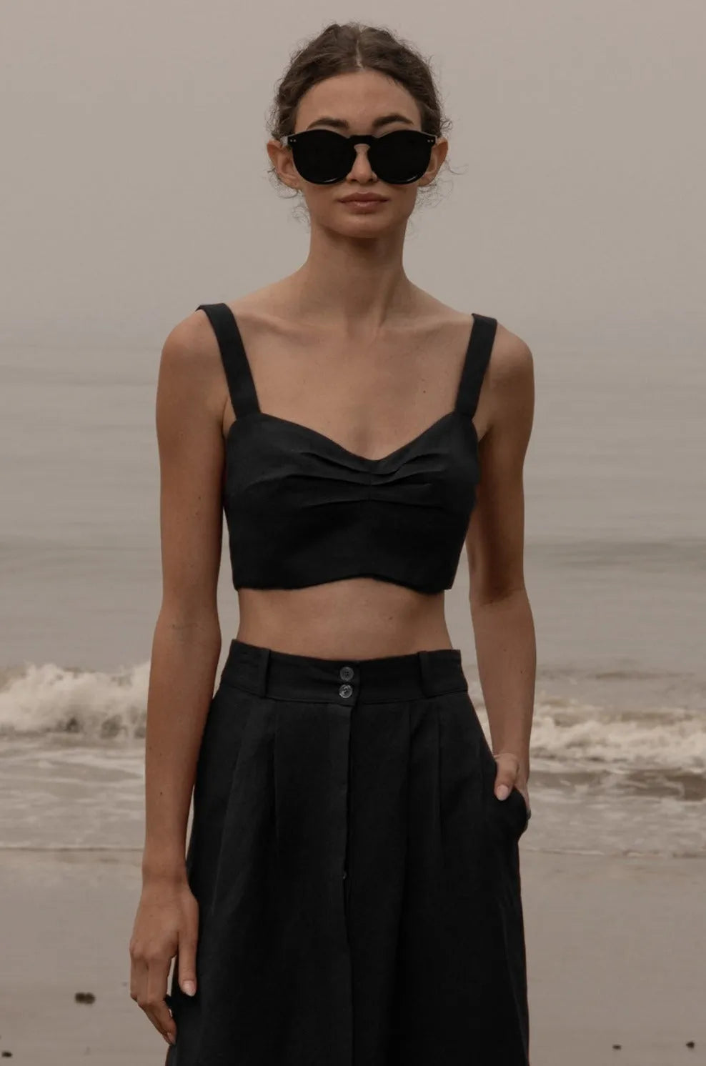 Calvi Top - Noir Silk & Hemp - Heidi Merrick