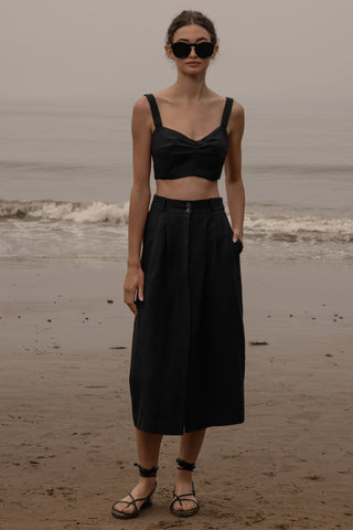 Camille Skirt - Noir Silk & Hemp