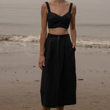 Camille Skirt - Noir Silk & Hemp - Heidi Merrick