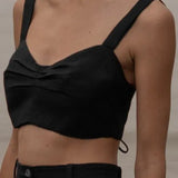 Calvi Top - Noir Silk & Hemp - Heidi Merrick
