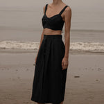Camille Skirt - Noir Silk & Hemp - Heidi Merrick
