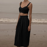 Camille Skirt - Noir Silk & Hemp - Heidi Merrick