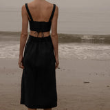 Camille Skirt - Noir Silk & Hemp - Heidi Merrick