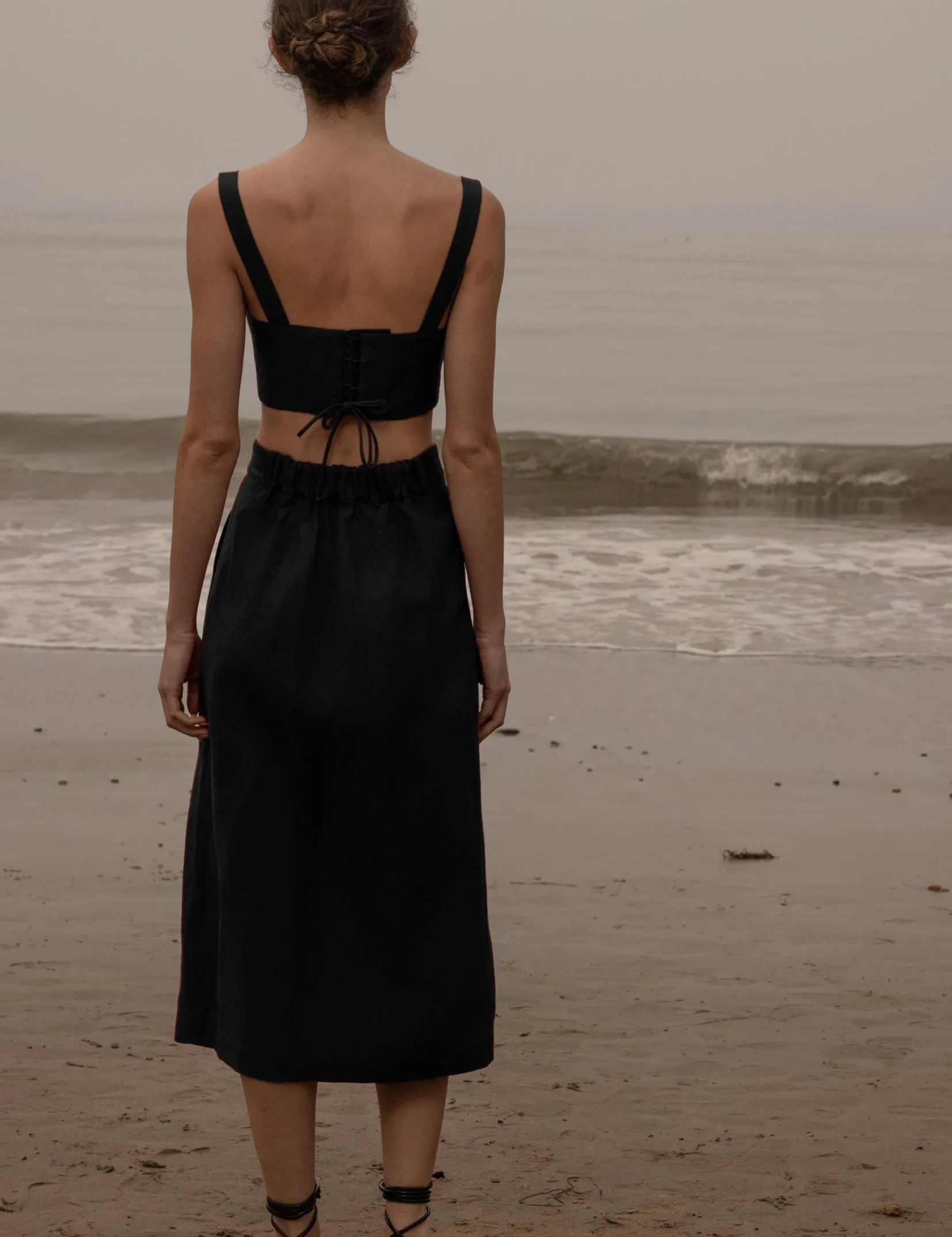 Camille Skirt - Noir Silk & Hemp - Heidi Merrick