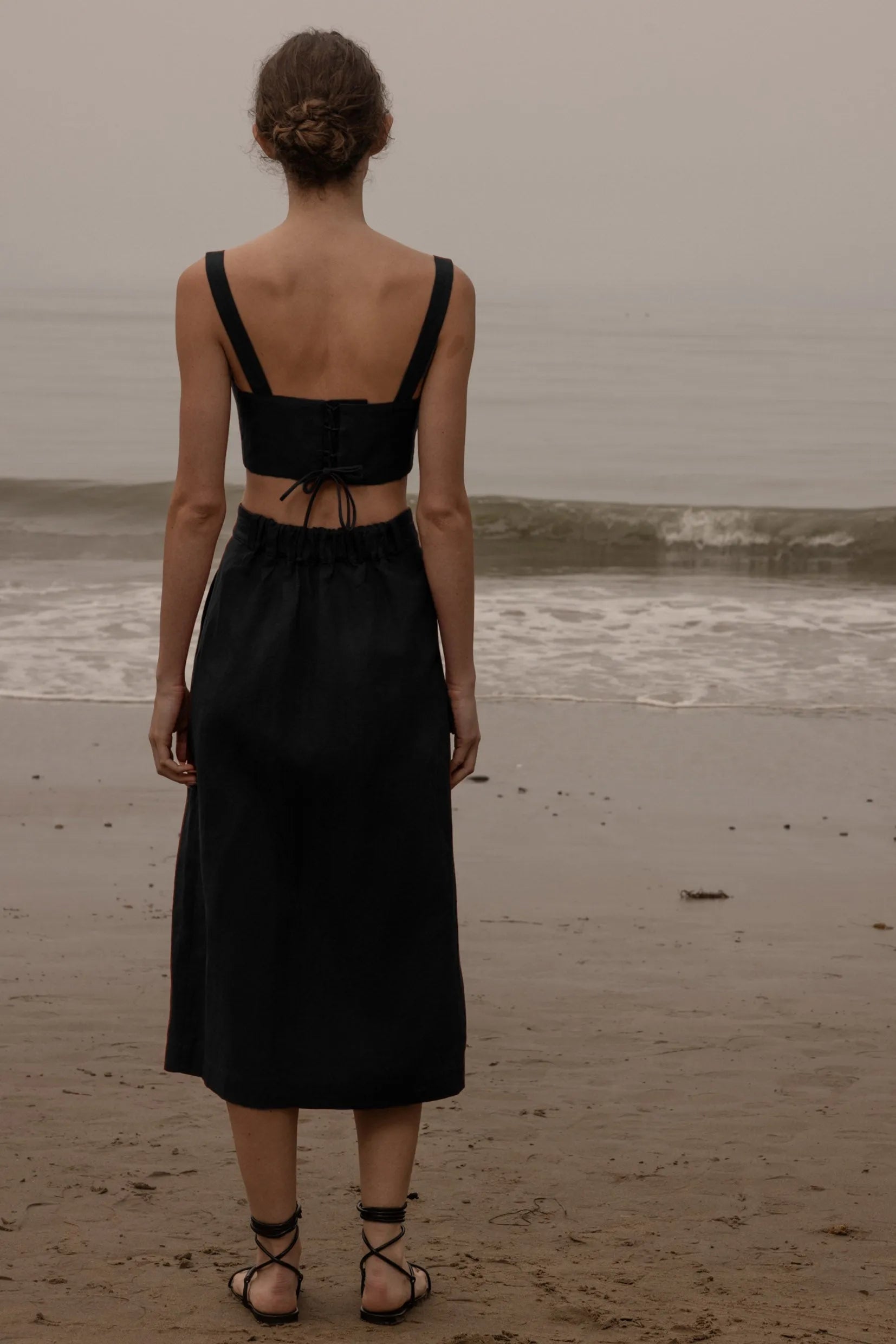 Camille Skirt - Noir Silk & Hemp - Heidi Merrick