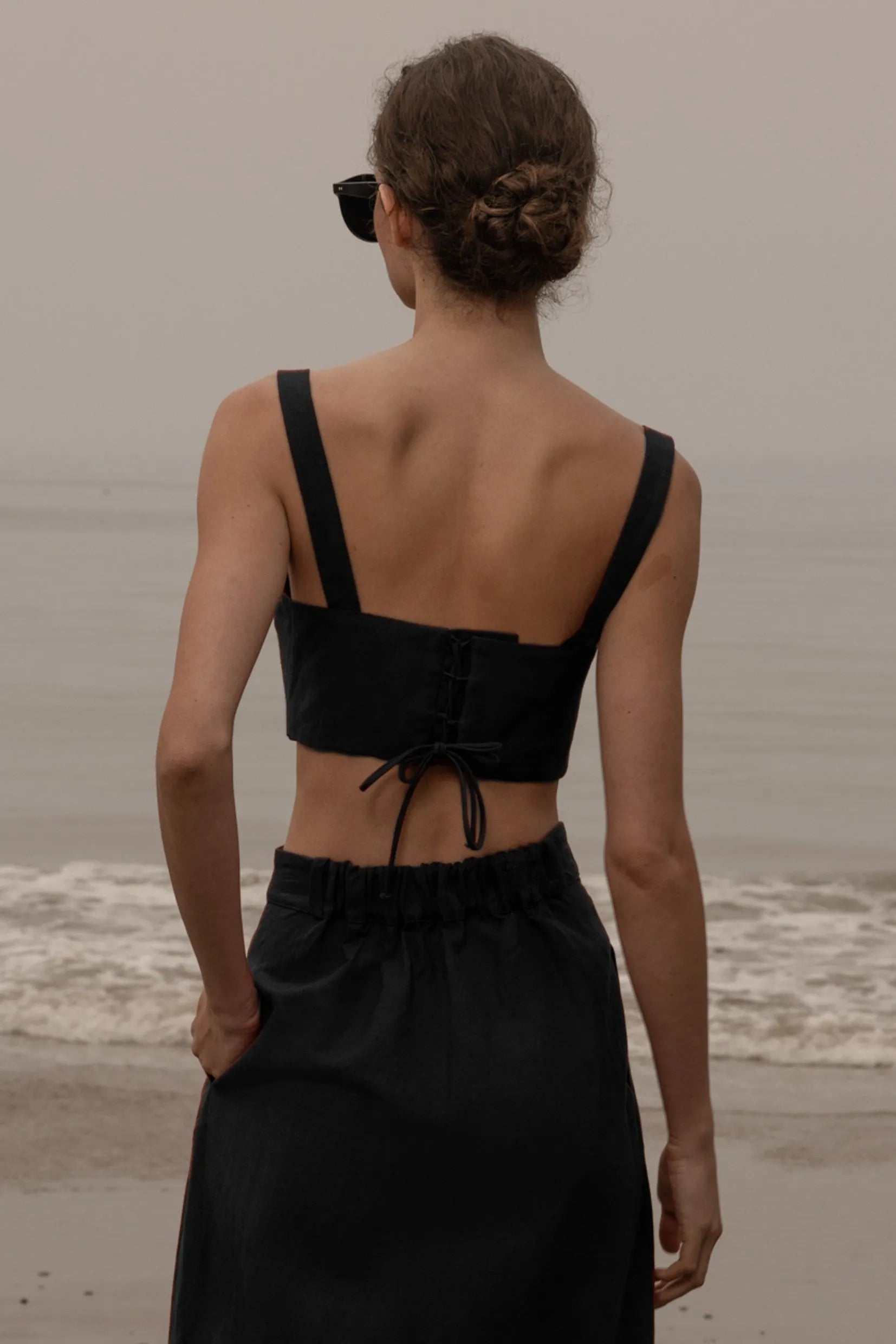 Camille Skirt - Noir Silk & Hemp - Heidi Merrick