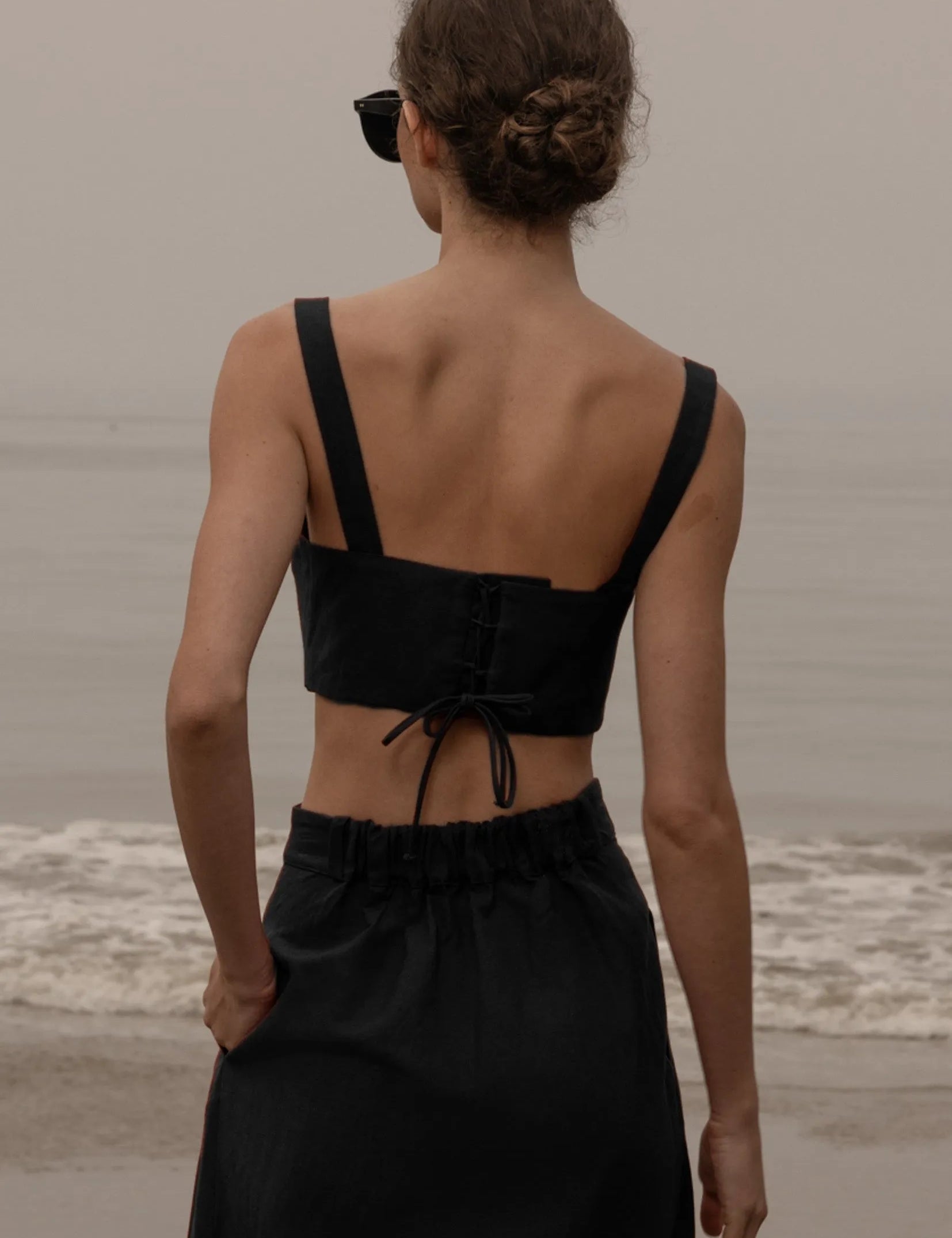Calvi Top - Noir Silk & Hemp - Heidi Merrick
