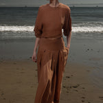 Marbella Skirt - Sable Tissue Linen - Heidi Merrick