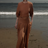 Marbella Skirt - Sable Tissue Linen - Heidi Merrick