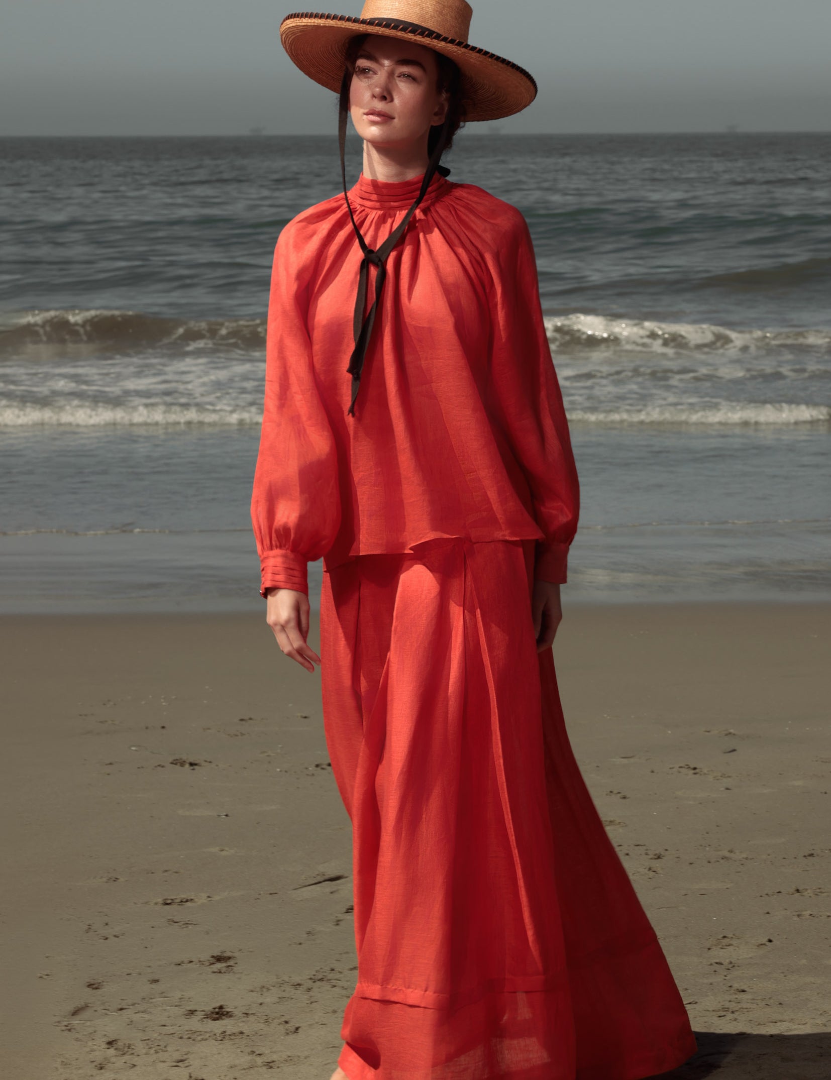Verse Top - Vermilion Tissue Linen - Heidi Merrick