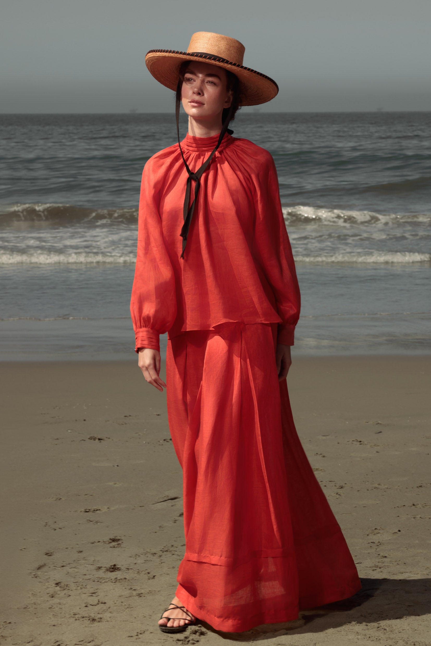 Verse Top - Vermilion Tissue Linen - Heidi Merrick