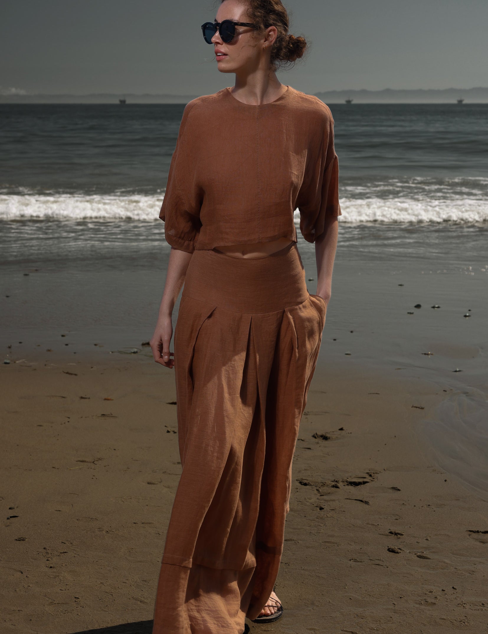 Marbella Skirt - Clay Tissue Linen - Heidi Merrick