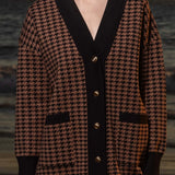 Fanny Cardigan - Chocolate Houndstooth - Heidi Merrick