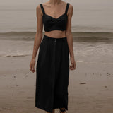 Calvi Top - Noir Silk & Hemp - Heidi Merrick