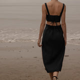 Camille Skirt - Noir Silk & Hemp - Heidi Merrick
