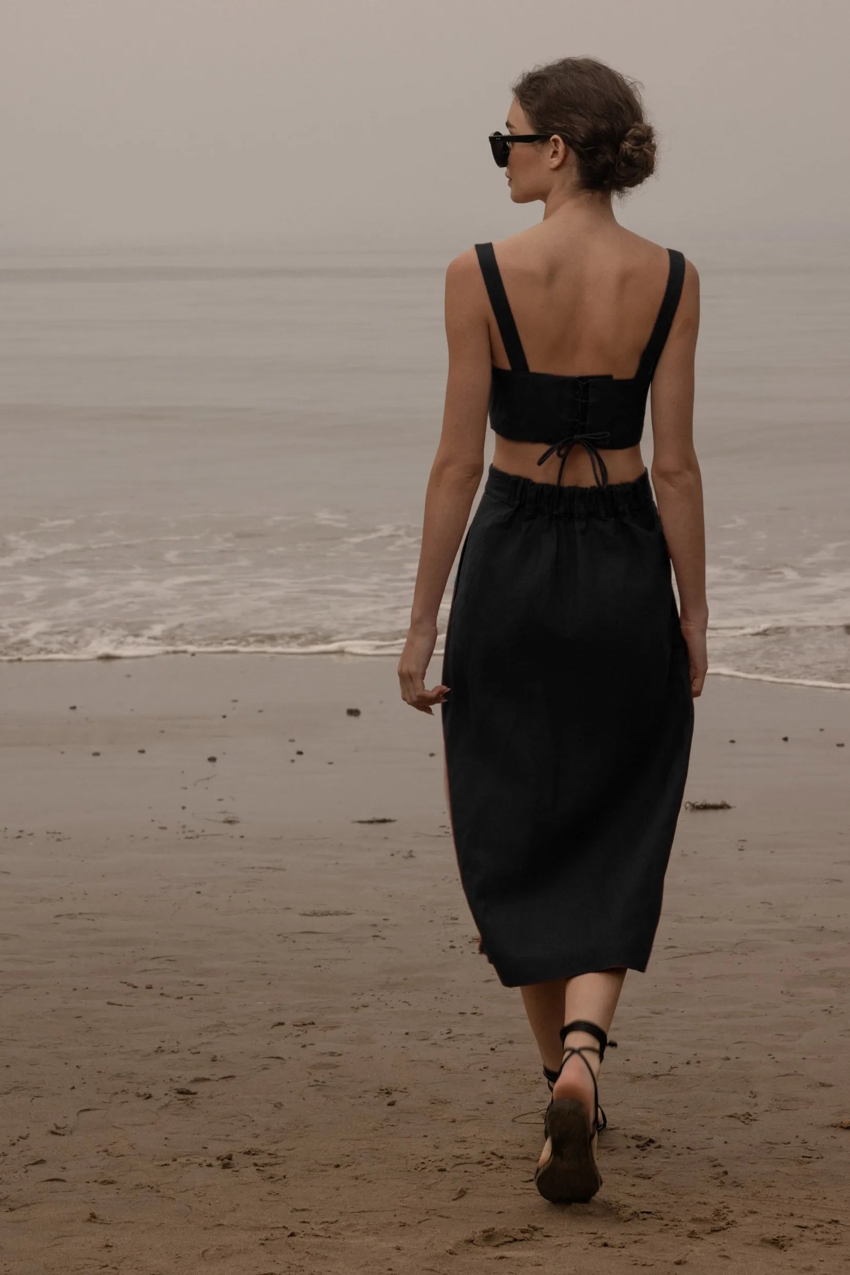 Camille Skirt - Noir Silk & Hemp - Heidi Merrick