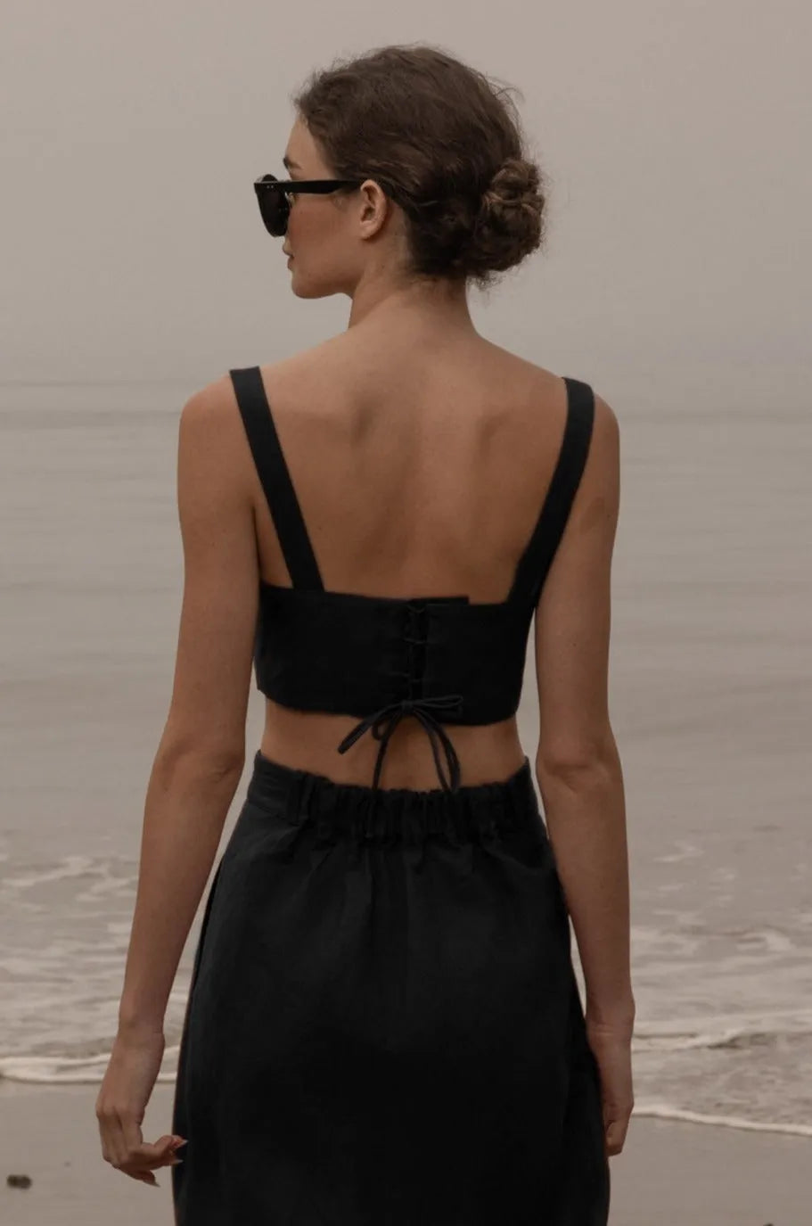 Calvi Top - Noir Silk & Hemp - Heidi Merrick