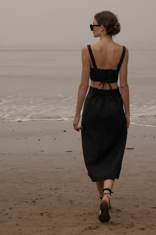 Camille Skirt - Noir Silk & Hemp