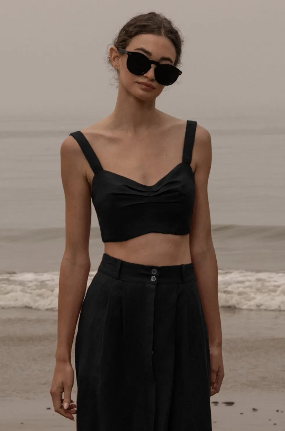 Calvi Top - Noir Silk & Hemp - Heidi Merrick