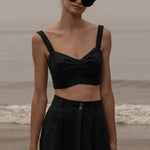 Calvi Top - Noir Silk & Hemp - Heidi Merrick