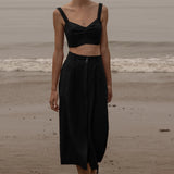 Camille Skirt - Noir Silk & Hemp - Heidi Merrick