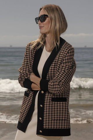 Fanny Cardigan - Chocolate Houndstooth