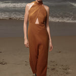 Aurora Dress - Golden Brown Silk Noil - Heidi Merrick