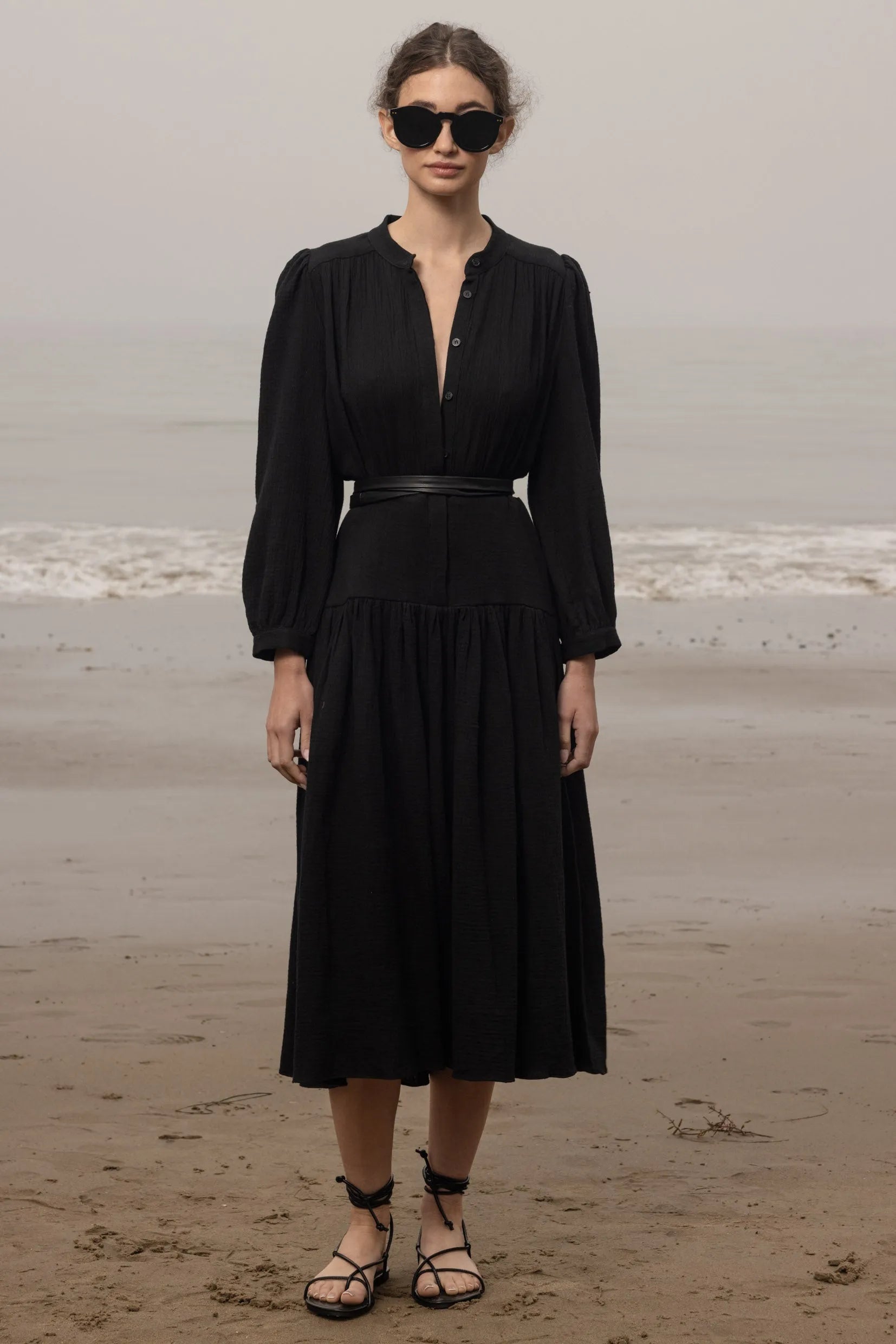 Barcelona Dress - Black Gauze - Heidi Merrick