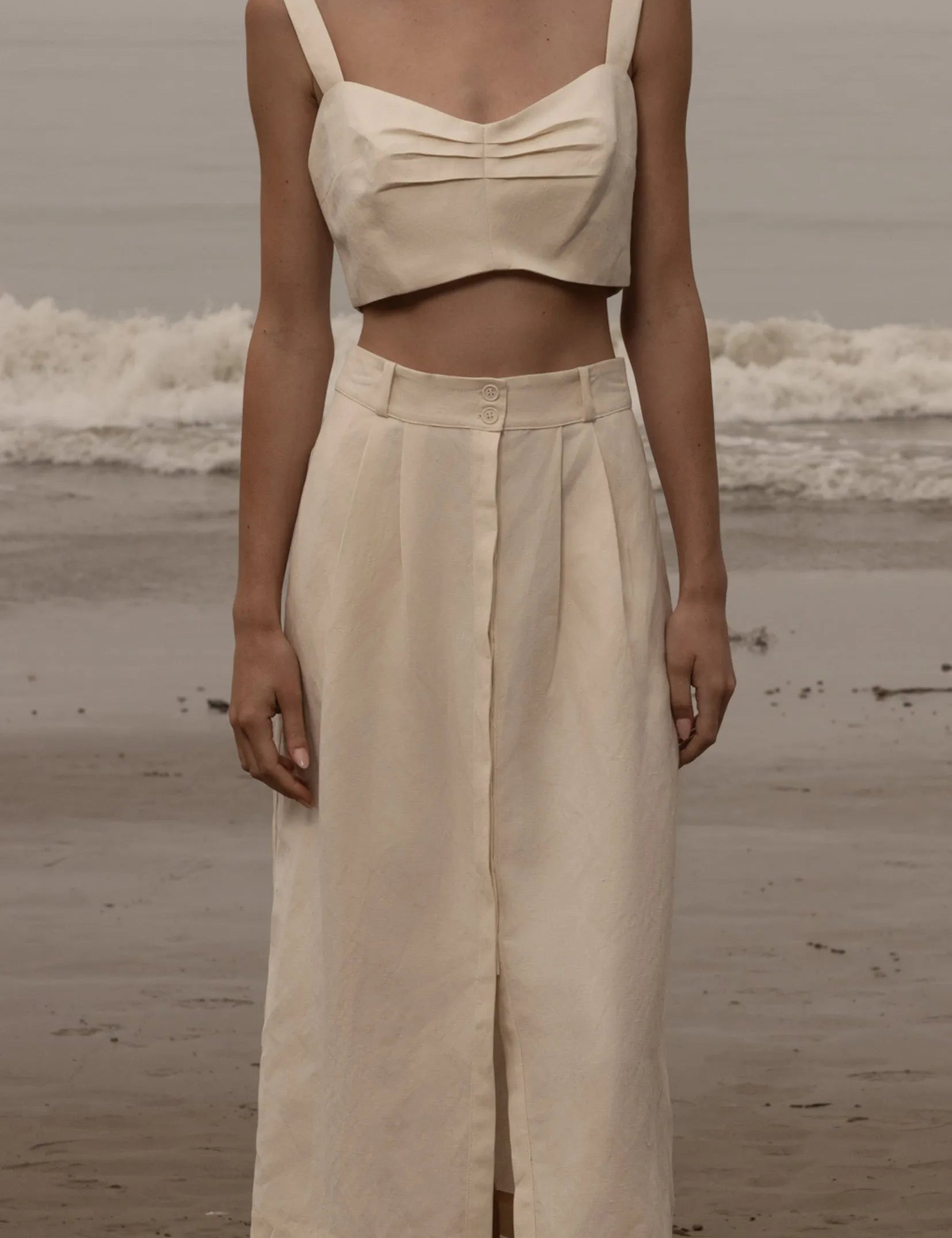 Camille Skirt - Ivory Silk & Hemp - Heidi Merrick