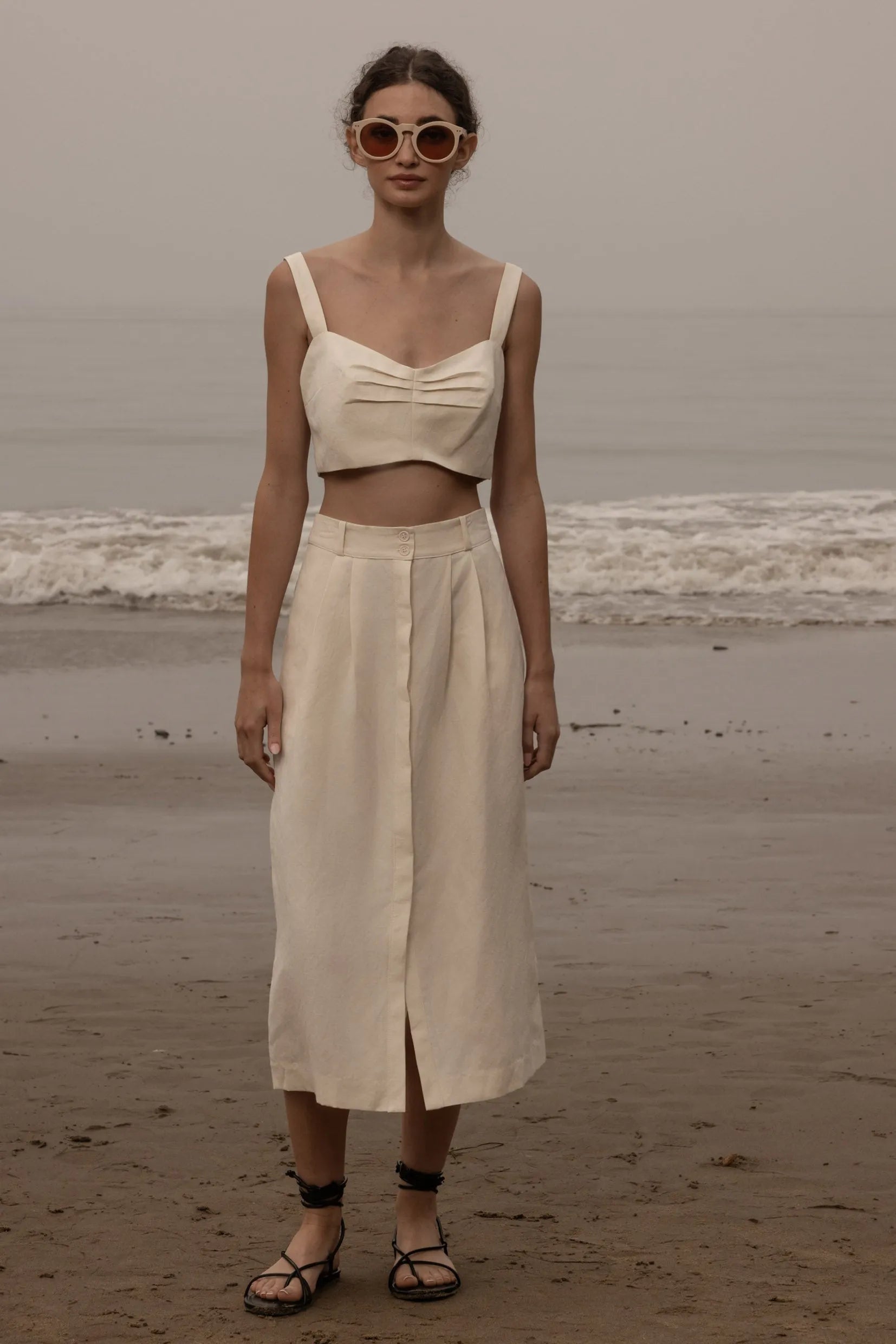 Camille Skirt - Ivory Silk & Hemp - Heidi Merrick