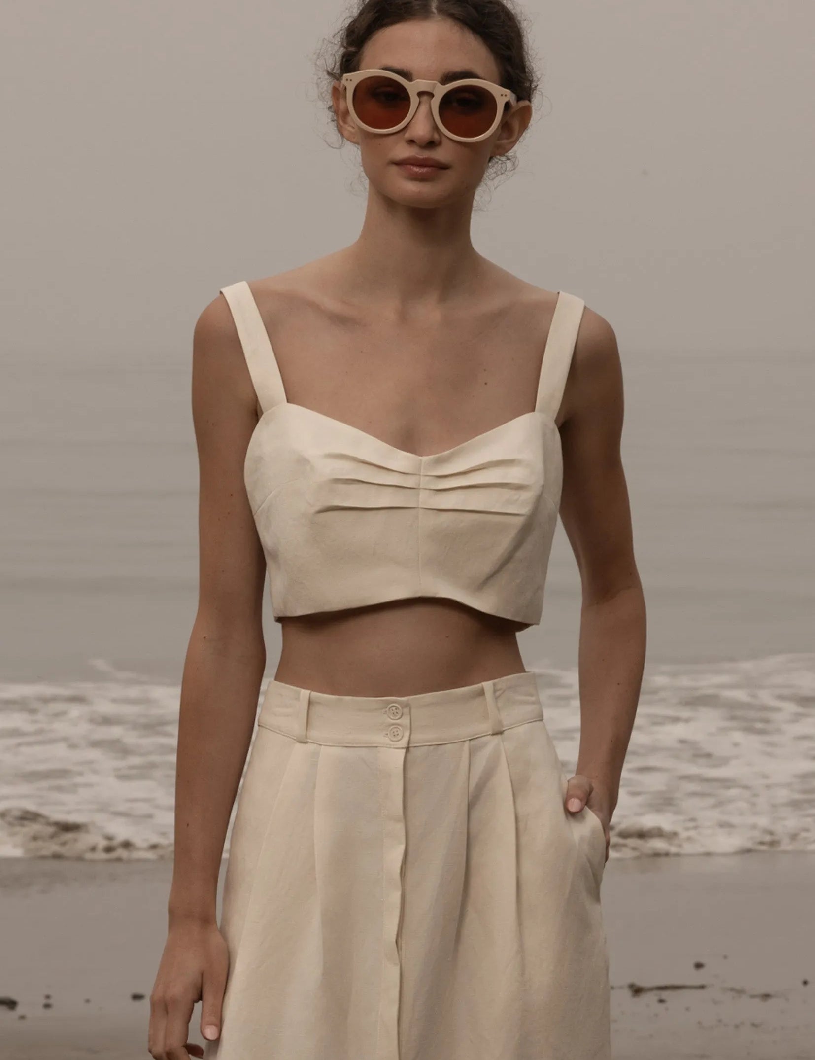Calvi Top - Ivory Silk & Hemp - Heidi Merrick
