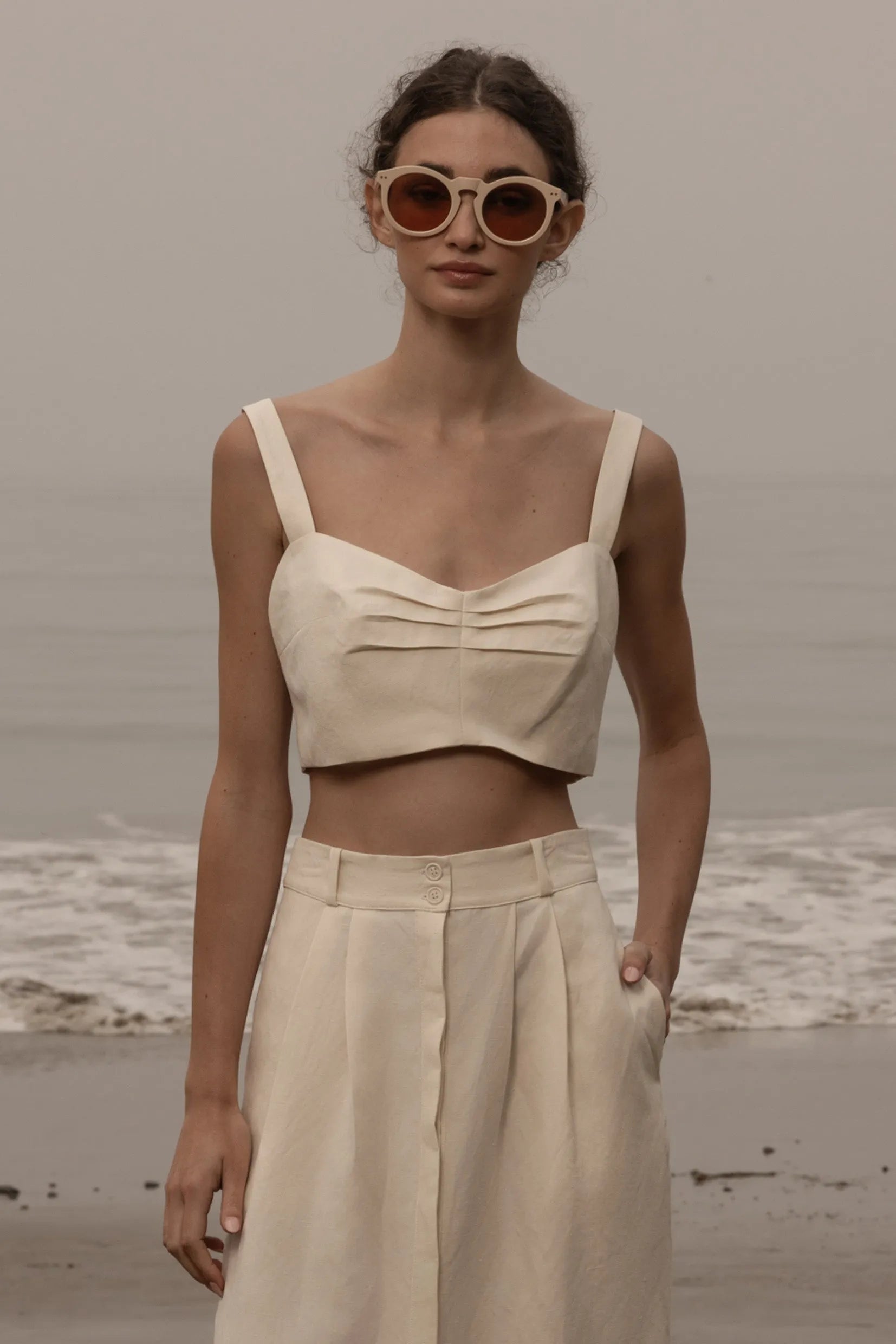 Calvi Top - Ivory Silk & Hemp - Heidi Merrick
