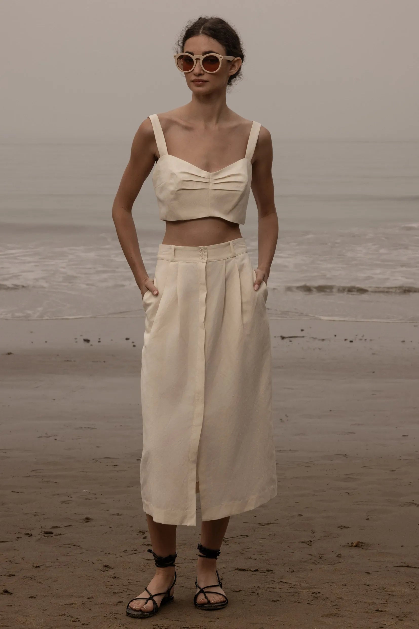 Calvi Top - Ivory Silk & Hemp - Heidi Merrick