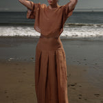 Marbella Skirt - Sable Tissue Linen - Heidi Merrick