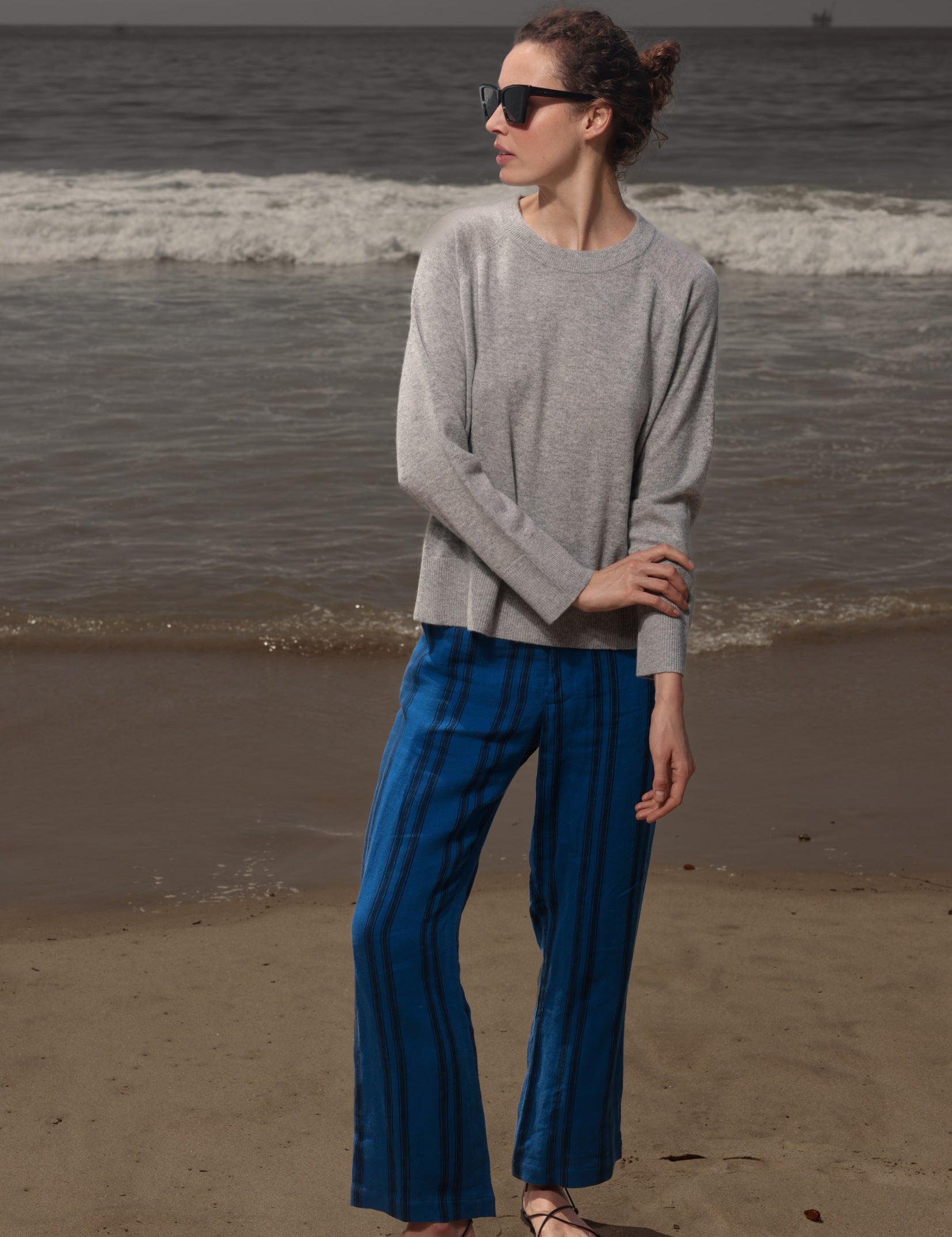 Serge Pant - Blue Moroccan Stripe - Heidi Merrick