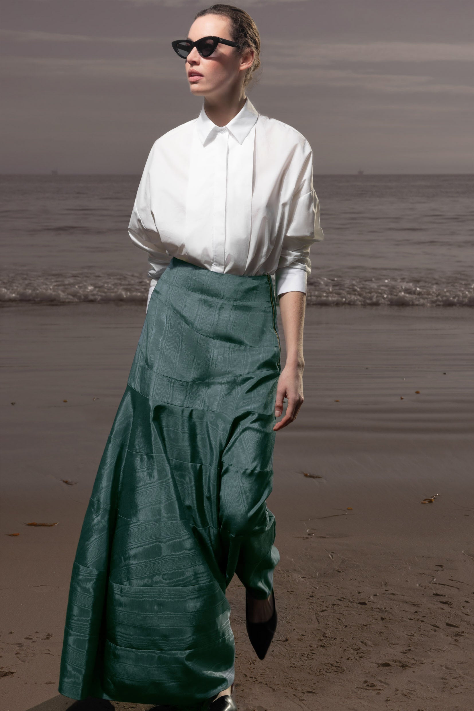 Gale Skirt - Stormy Blue Moire - Heidi Merrick