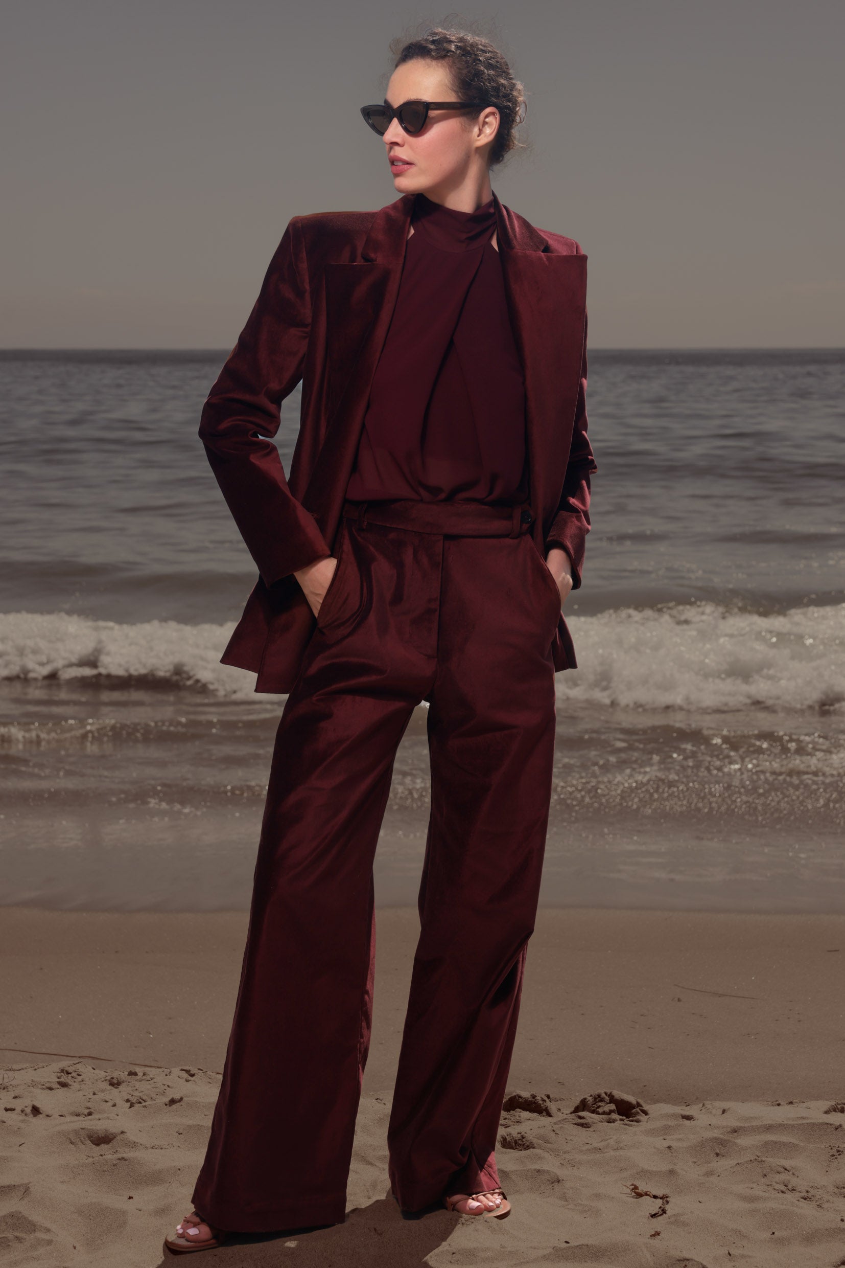 Alix Pant - Burgundy Velvet - Heidi Merrick
