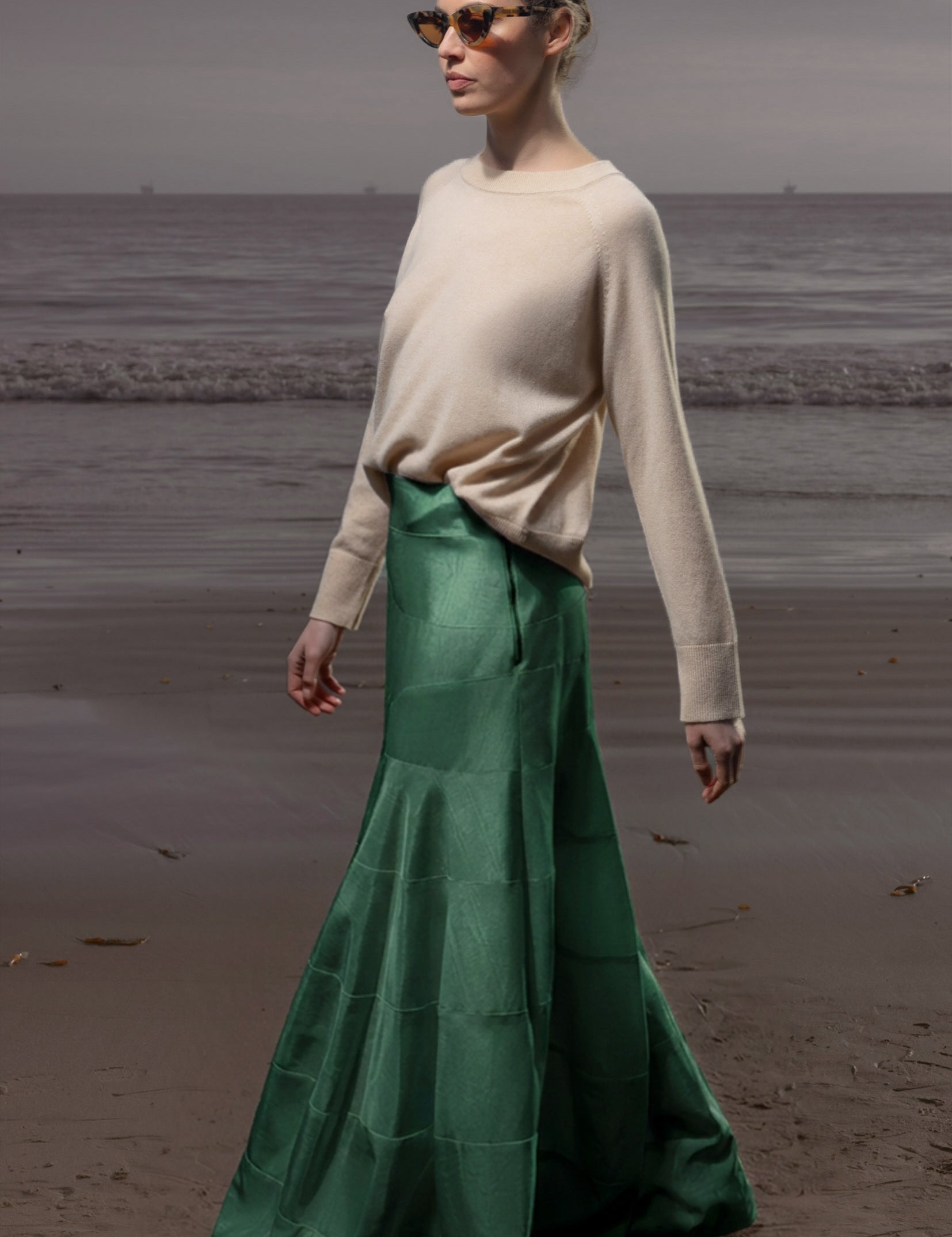Gale Skirt - Green Moire - Heidi Merrick