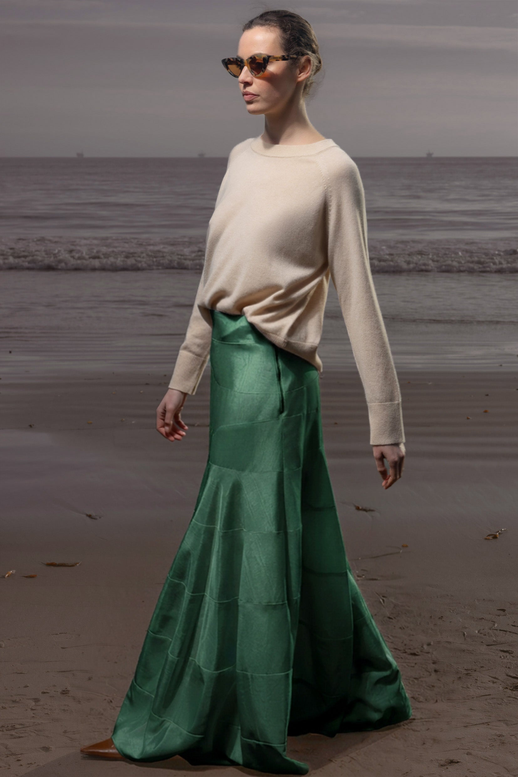 Gale Skirt - Green Moire - Heidi Merrick
