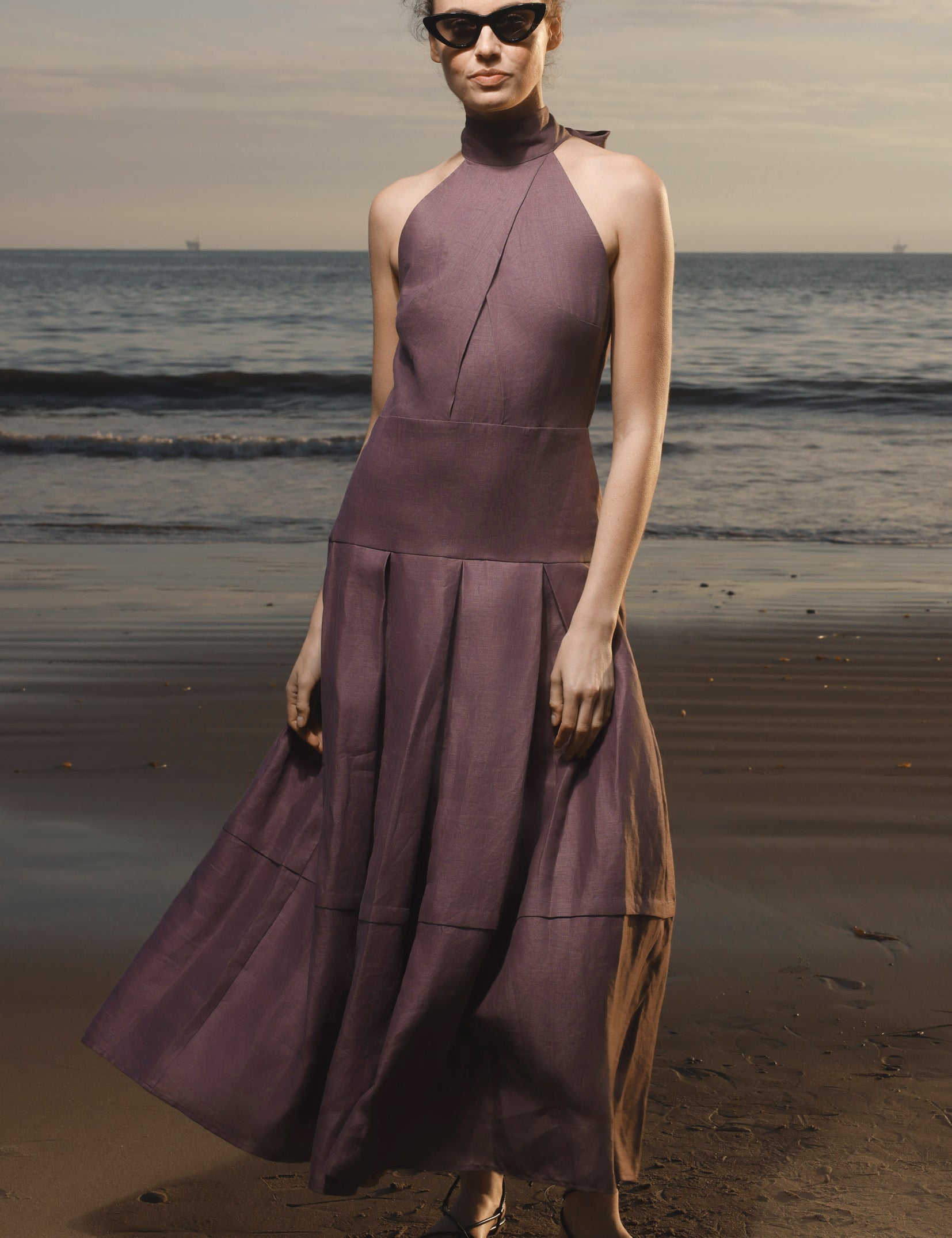 Nysa Dress - Lavender Linen - Heidi Merrick