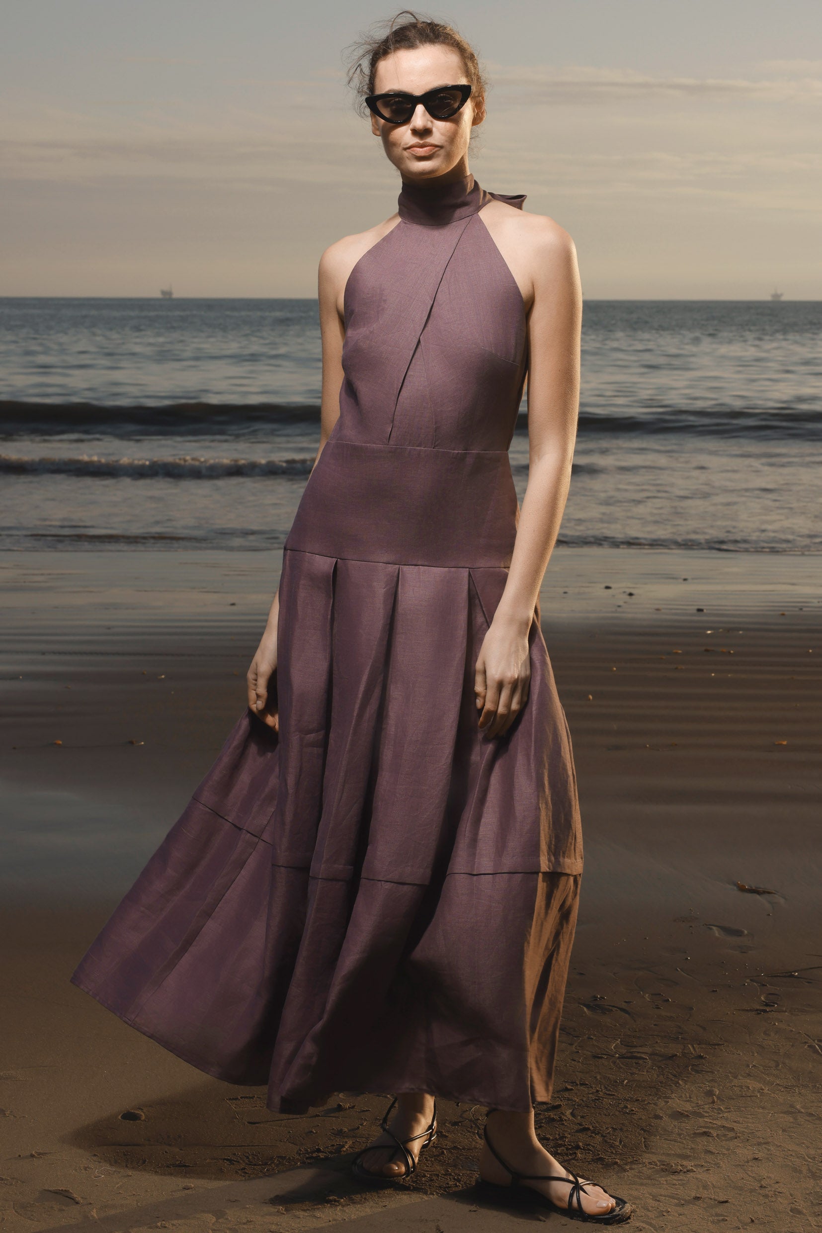 Nysa Dress - Lavender Linen - Heidi Merrick