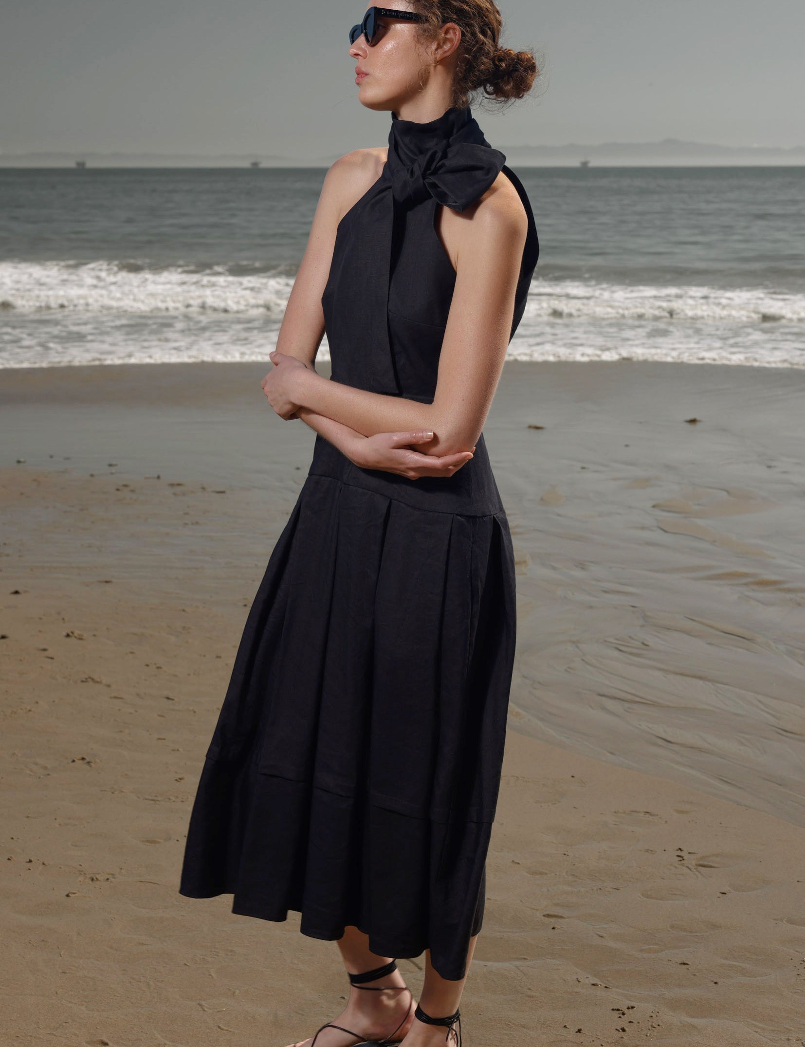 Ginger Dress - Noir Silk & Hemp - Heidi Merrick