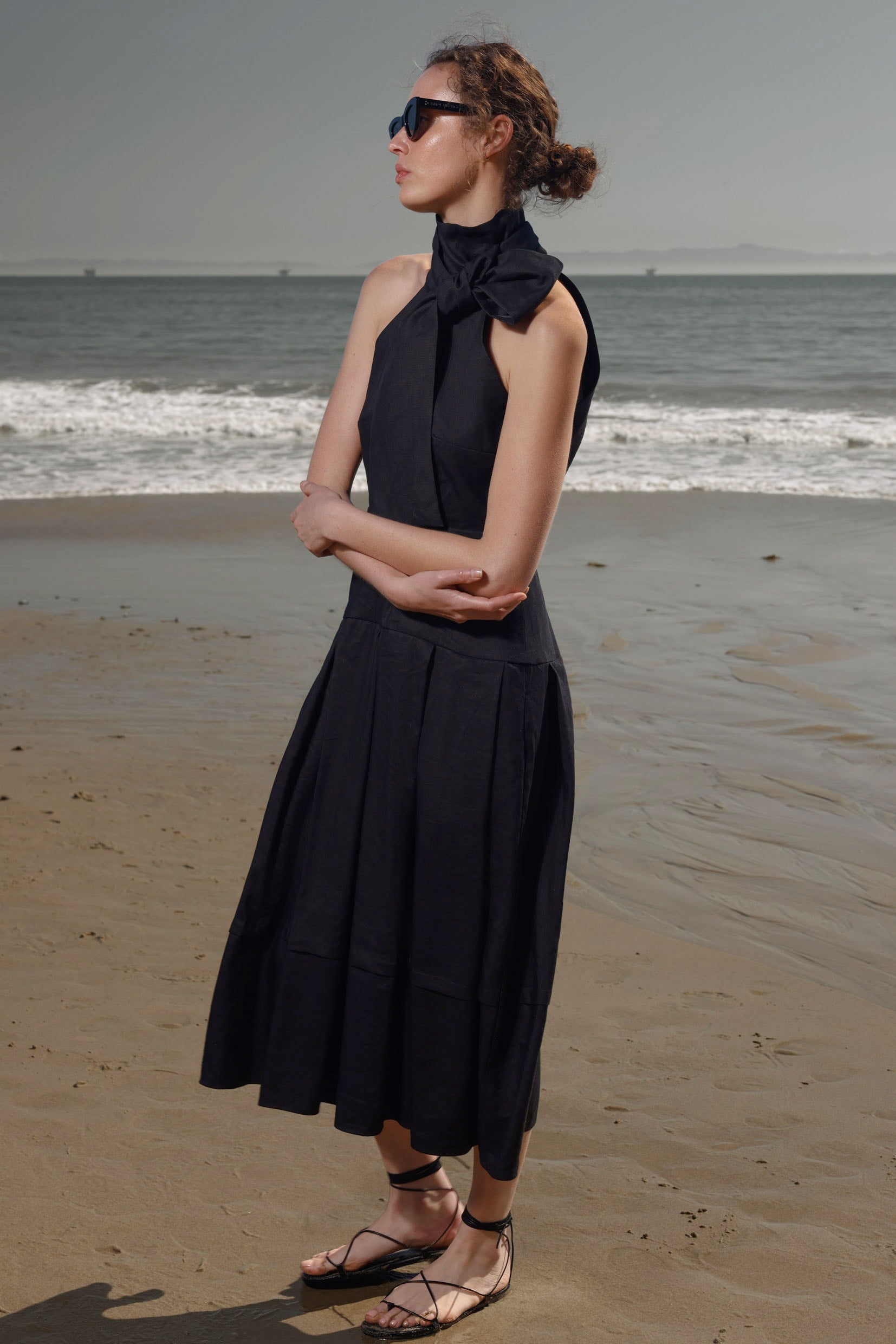 Ginger Dress - Noir Silk & Hemp - Heidi Merrick